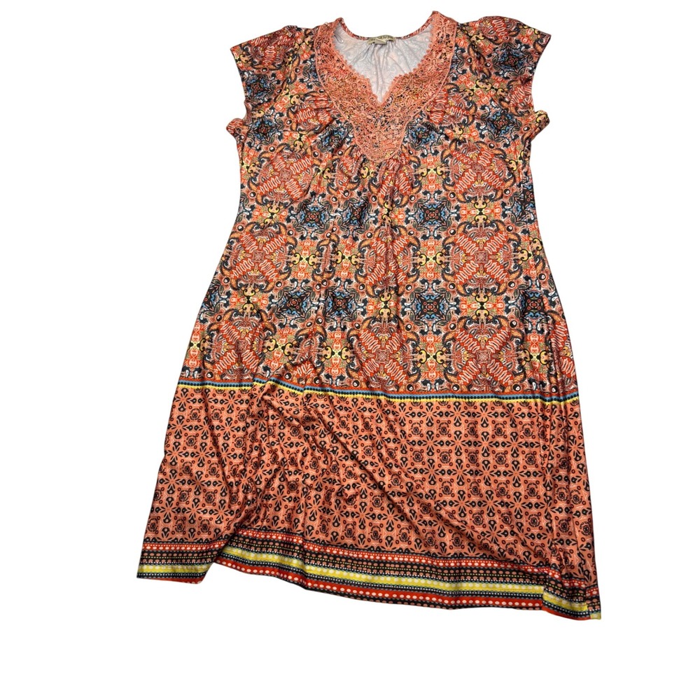 Love and Let Live‎ Dress Bohemian Paisley Lace Trim Casual Summer Size M